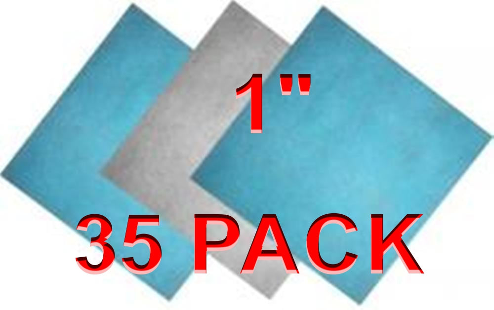 (35 Pack) 1" Polyester Filter Media Pads Blue/White HVAC Many Sizes Bu