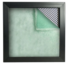 filter pad holding frame with green polyester pad installed